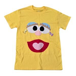 Gildan Yellow Hand Made Mrs. Potato Head Short Sleeve Halloween Dress Up Shirt